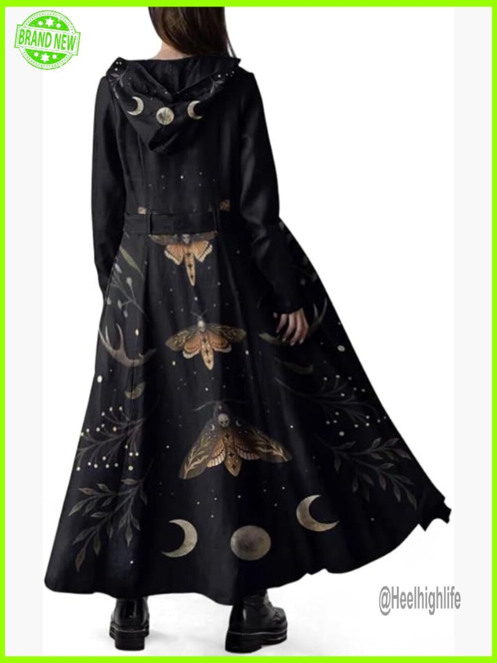 Women Long Fleece Trench Coat Gothic Winter Open Front Belted Overcoat Casual